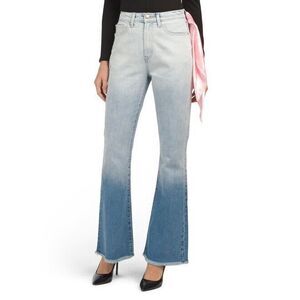 JUICY COUTURE Malibu Dip Dye Wide Flare Leg Jeans‎ Bright Blue 24 High Rise NWT